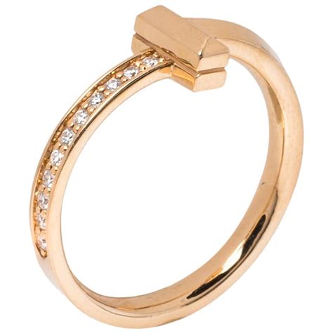 Tiffany And Co T1 Diamond 18k Rose Gold Narrow Ring Size 545 At