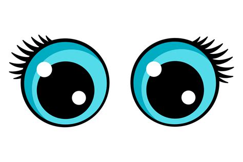 Blue Cartoon Eyes With Cute Eyelashes K Illustration Par Ladadikart
