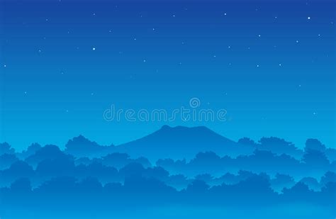 Forest Foggy Landscape Flat Vector Illustration Nature Scenery With