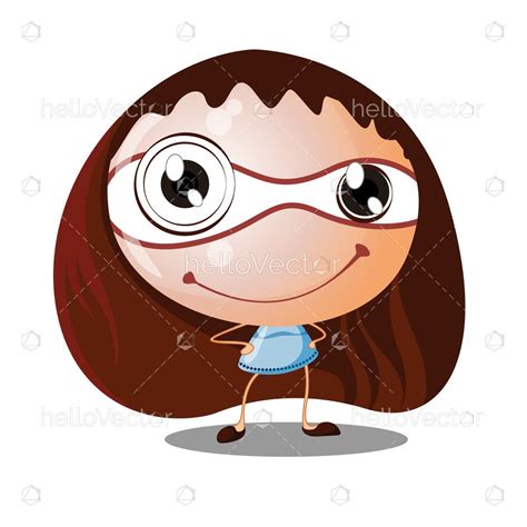 Cute Smiling Cartoon Girl With Big Head Small Body Vector