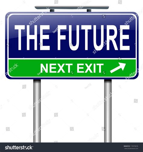 Illustration Depicting Roadsign Future Concept White Stock Illustration