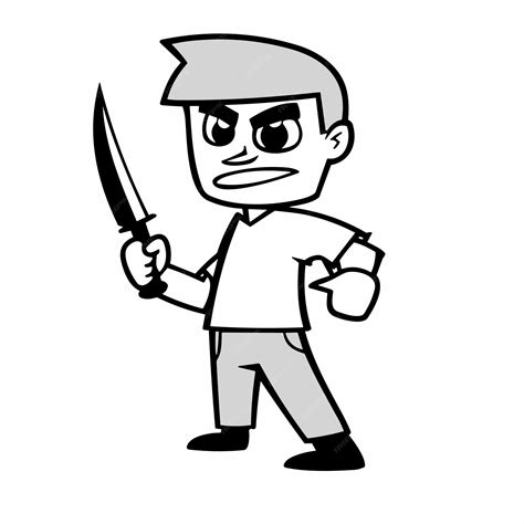 Premium Vector Man Holding A Knife