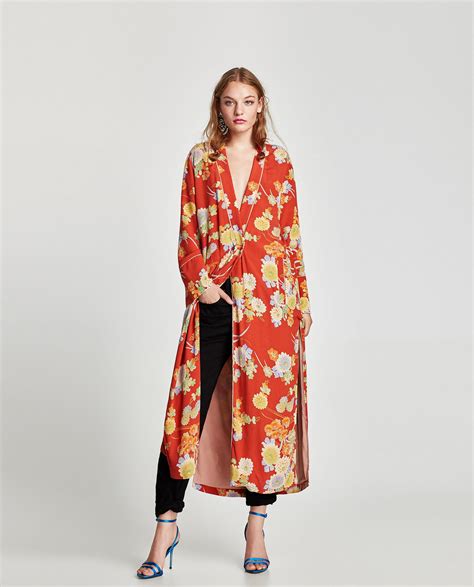 Image 1 Of Printed Kimono With Button From Zara Print Kimonos Women