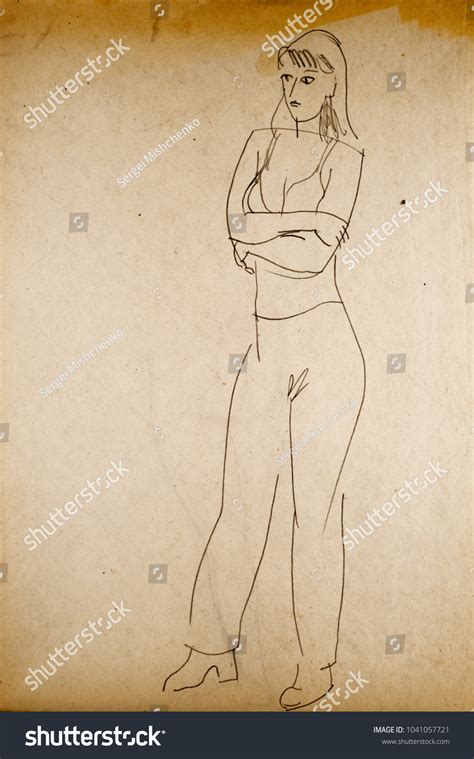 Pencil Drawing On Paper Naked Girl Shutterstock
