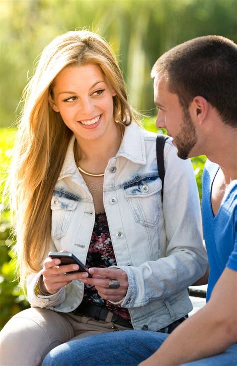 dating couples stock image image of mobile outdoors 41366671