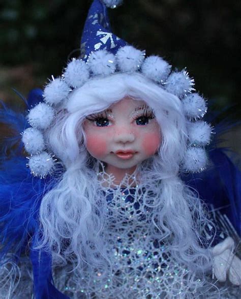 Blue Winter Art Doll Ooak Ornament Fairy Doll House Fairies Dolls Fairy