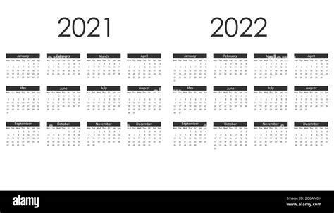 Calendario 2021 2022 La Semana Comienza El Lunes Ilustración