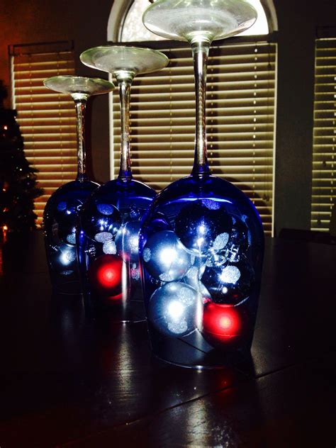 Easy Christmas Centerpiecesupside Down Wine Glasses Filled With