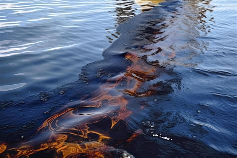 Oil Leak From Ship Oil Spill Pollution Polluted Water Surface Water