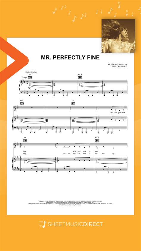 Mr Perfectly Fine Taylors Version From The Vault Sheet Music