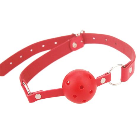 Sex Toys Red Ball Mouth Gag Oral Fixation Mouth Stuffed Pu Leather Roleplay Slave Submisson