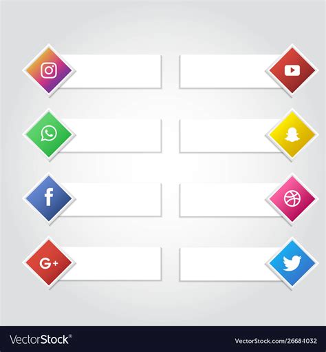 Social Media Icon Banner Collection Background Vector Image