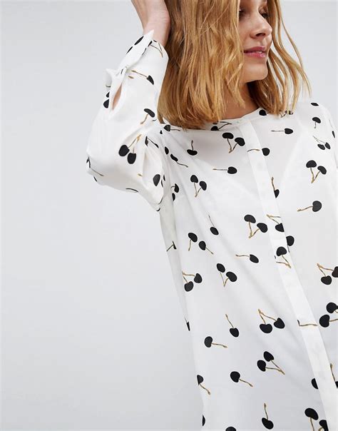 Lyst Warehouse Cherry Print Blouse In White