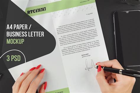 A4 Paper Business Letter Mockup On Yellow Images Creative Store