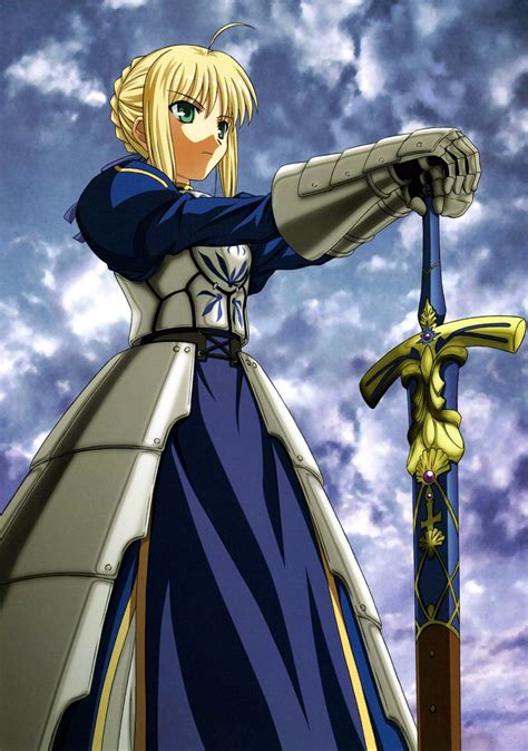 Saber From Fate Staynight Posing With Her Trusty Excalibur