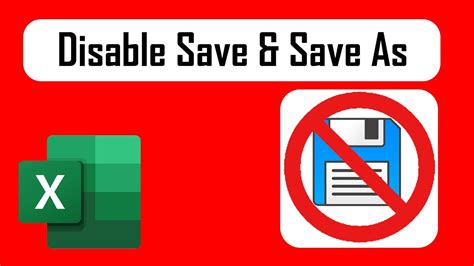 How To Disable Save And Save As Option In Excel Youtube