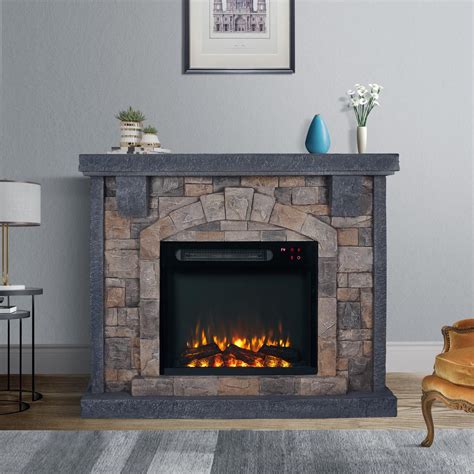 45 In Freestanding Electric Fireplace In Gray Ffp20172 The Home Depot