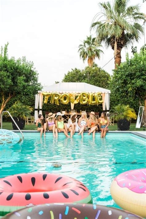 vis wed wedding inspiration bachelorette pool party palm springs bachelorette party