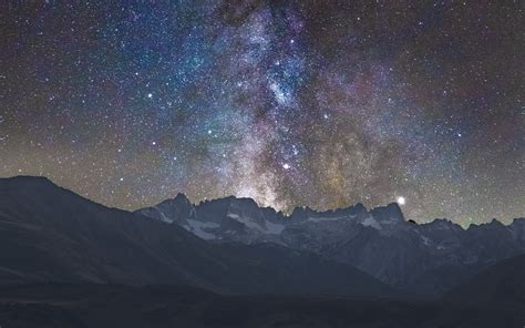 Download Milky Way Galaxy Mountains Landscape Wallpaper
