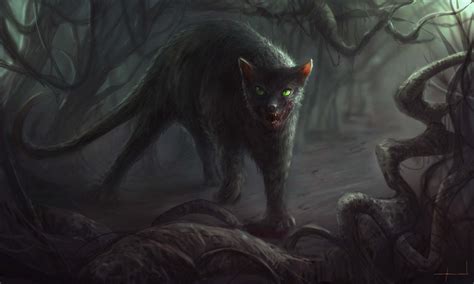 Dark Art Forest Cat Dark Forest Wiccan Art Pagan Cat Dark Cat