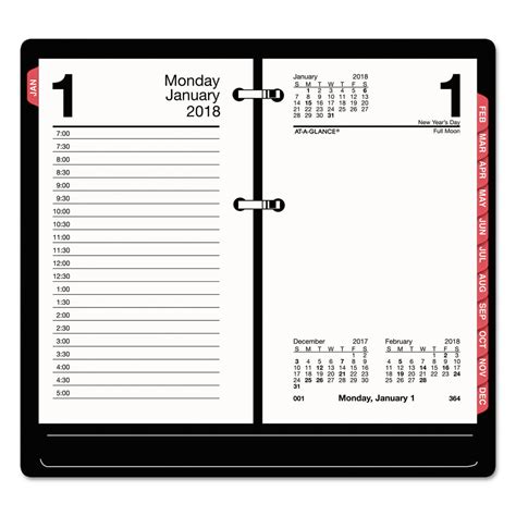 At A Glance Desk Calendar Refill With Tabs 3 12 X 6 White 2018