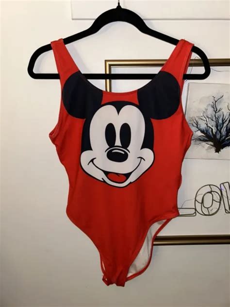 Womans One Piece Red Disneys Mickey Mouse Bathing Suit Size 10 £1119