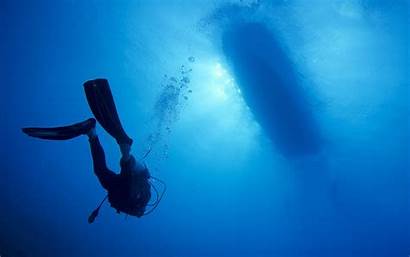 Underwater Scuba Diver Boat Diving Wallpapers Water