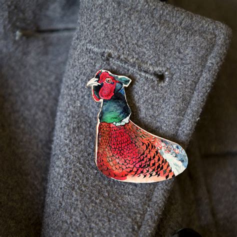 Inky Pheasant Eco Wooden Pin Brooch By Kate Moby