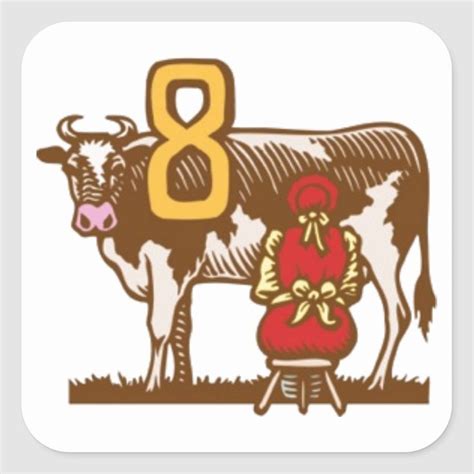 Eight Maids A Milking Square Sticker Zazzle Twelve Days Of
