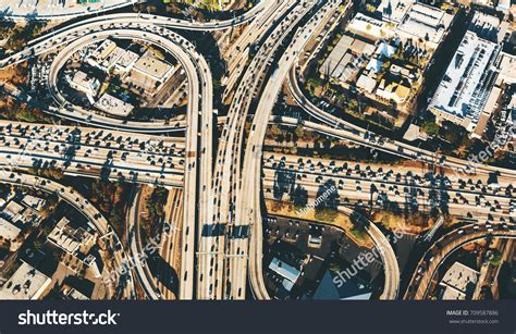 Aerial View Massive Highway Intersection Los Stock Photo 709587886