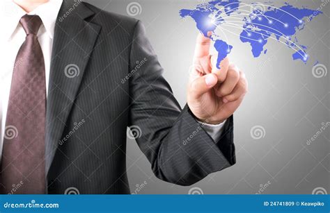 Businessman Pointing On World Map Stock Image Image Of Isolated