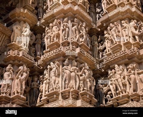 Detailed Stone Carvings On The Kandariya Mahadeva Temple Khajuraho