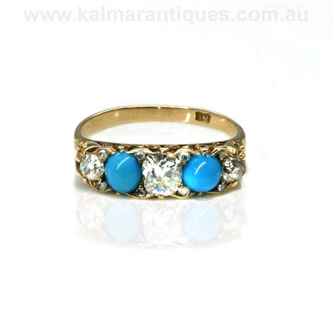 Antique Turquoise And Diamond Ring