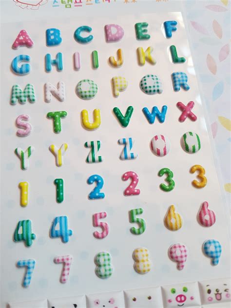 Letters And Numbers Stickers Sheet Etsy