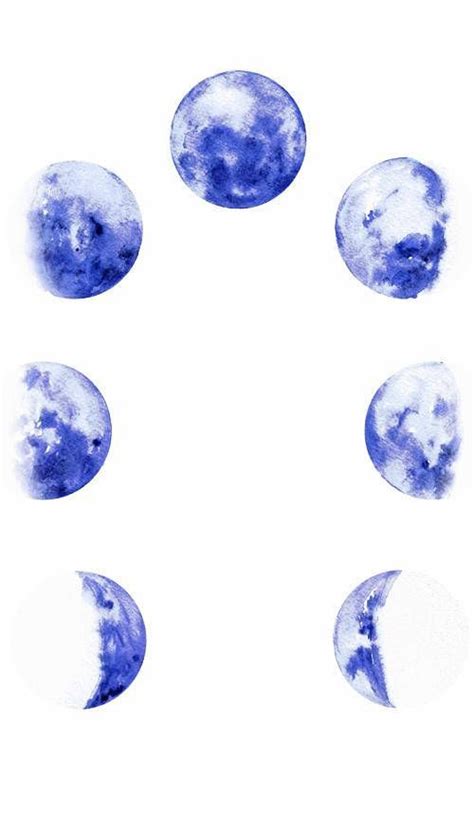 Moon Phases Art Moon Print Lunar Phases Decor Blue Moon Phases Art