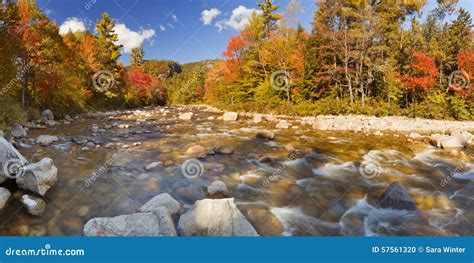 River Through Fall Foliage Swift River New Hampshire Usa Stock Photo