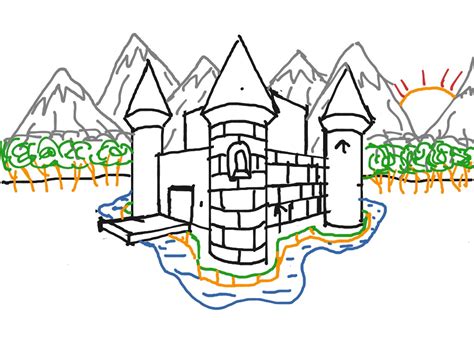 2 Point Perspective Drawing Castle