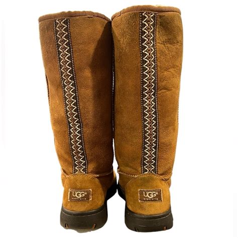 Ugg Shoes Ugg Shanleigh Tasman Ultimate Tall Braid Detail Shearling Boots Sz 9 Chestnut