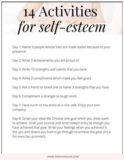 Improving Self Esteem Worksheets