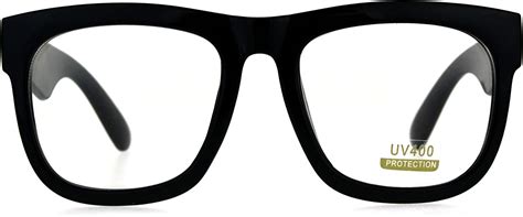 Pastl Black Oversized Square Glasses Thick Horn Rim Clear