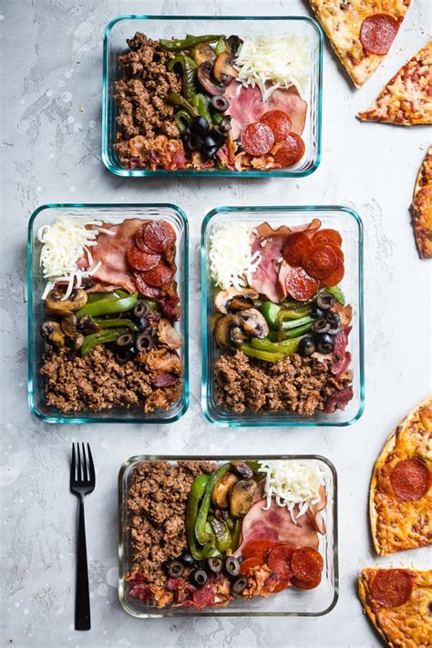 There are dozens of recipes to stay on track while enjoying wholesome and delicious foods that are low in carbs to keep blood sugar stable. Low Carb Pizza Meal Prep Bowls Recipe - Food Fanatic