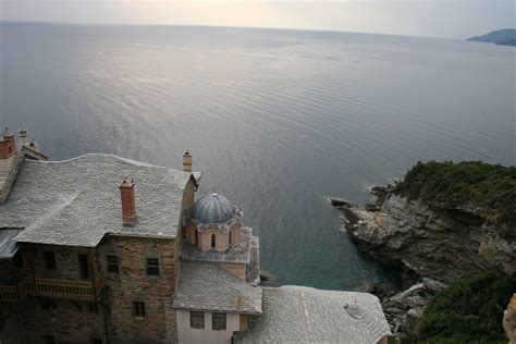 Agion Oros Mount Athos 0001 A Rare Image Taken From The Top Of The Tower Of The Holy