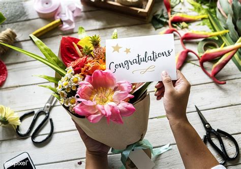 Download Premium Image Of Congratulations Card With Flower Bouquet