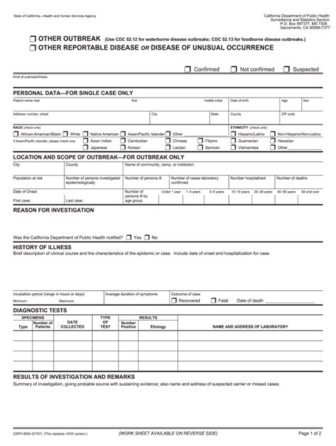 Unusual Occurrence Report Cdph 2007 2024 Form Fill Out And Sign