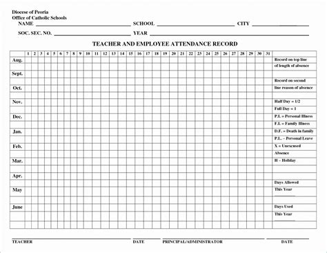 Free Employee Attendance Calendar Printable Doc Example Calendar