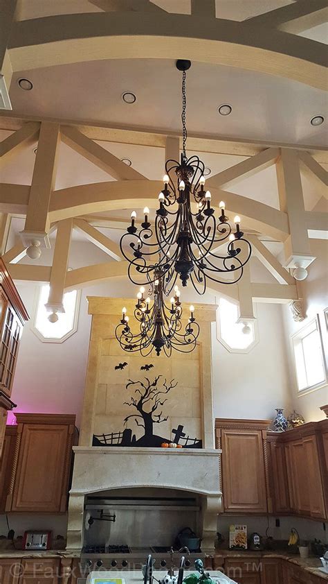 Natural wood on white), they can look fabulous. Great light in this kitchen! #faux #wood #beams | Ceiling ...