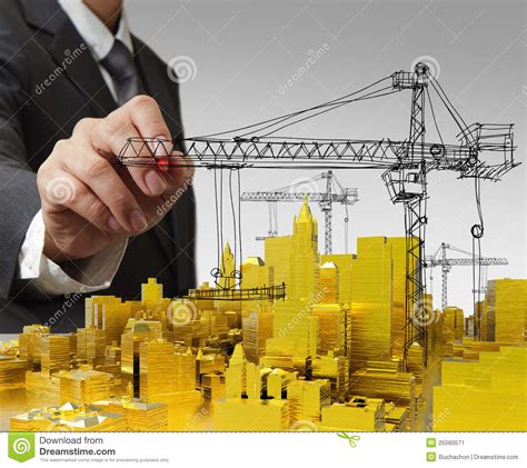 Draws Golden Building Development Concept Stock Image Image Of Draw