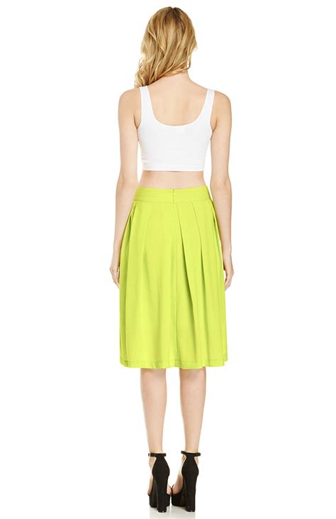 A Line Pleated Midi Skirt In Green Dailylook