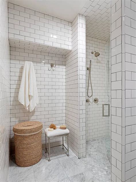 White Subway Tile Gray Floor Bathroom Floor Roma