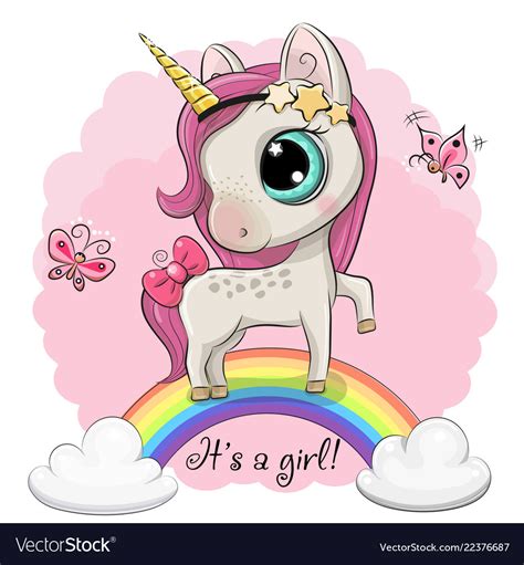Cute Cartoon Vector Unicorn With Rainbow Cute Cartoon Vector Unicorn